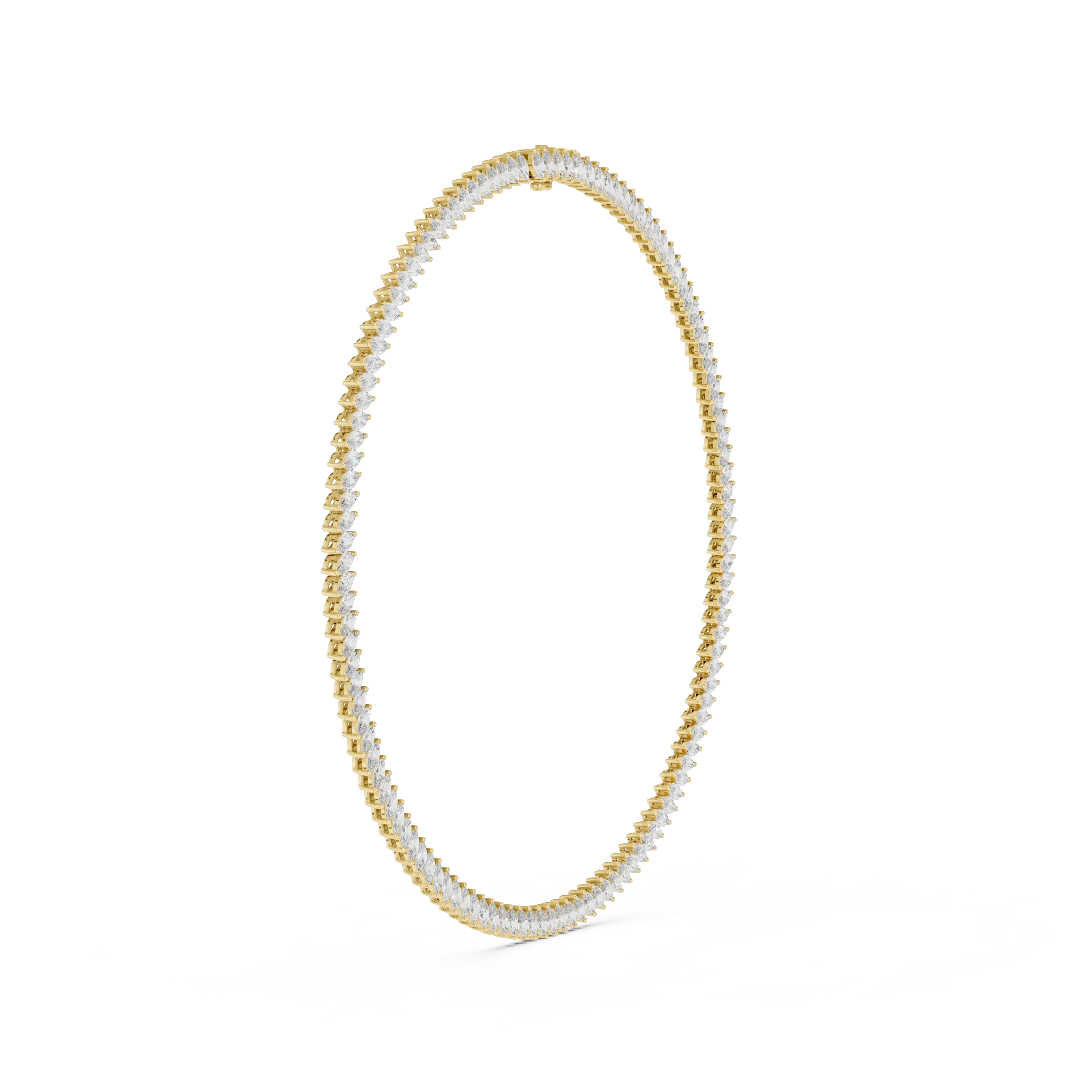 Front View: Round Diamond Bracelet with Pave Setting in 14k Yellow Gold - Lab Grown - Driona Jewels