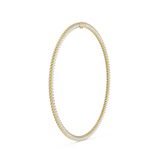 Front View: Round Diamond Bracelet with Pave Setting in 14k Yellow Gold - Lab Grown - Driona Jewels