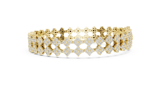 Side-Profile: Round Diamond Bracelet with Pave Setting in 14k Yellow Gold - Lab Grown - Driona Jewels