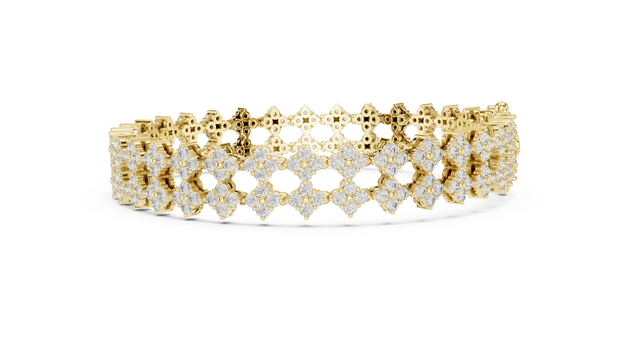 Side-Profile: Round Diamond Bracelet with Pave Setting in 14k Yellow Gold - Lab Grown - Driona Jewels