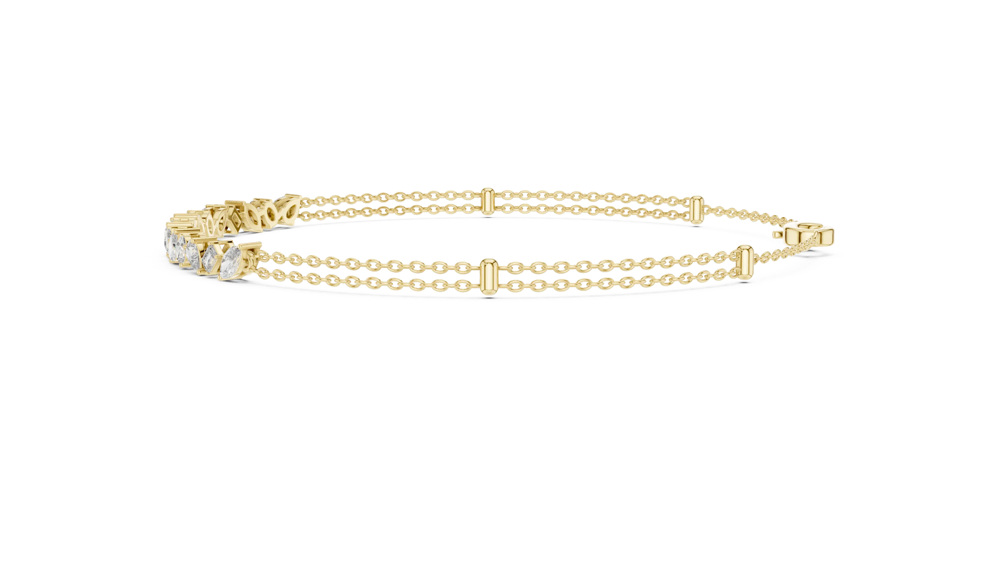 Top View: Round Diamond Bracelet with Pave Setting in 14k Yellow Gold - Lab Grown - Driona Jewels