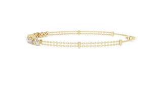 Top View: Round Diamond Bracelet with Pave Setting in 14k Yellow Gold - Lab Grown - Driona Jewels