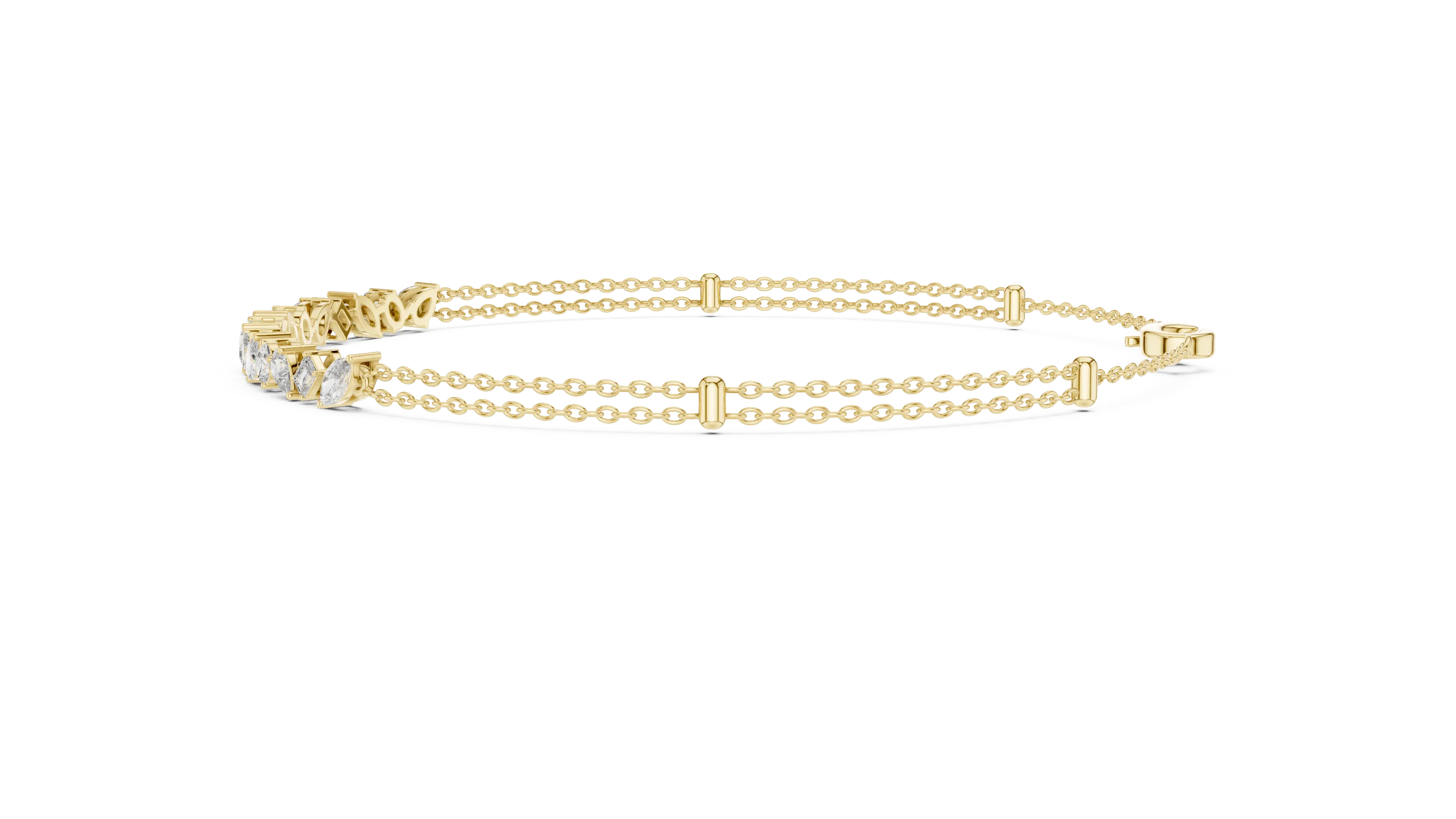 Top View: Round Diamond Bracelet with Pave Setting in 14k Yellow Gold - Lab Grown - Driona Jewels