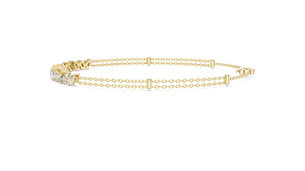 Top View: Round Diamond Bracelet with Pave Setting in 14k Yellow Gold - Lab Grown - Driona Jewels