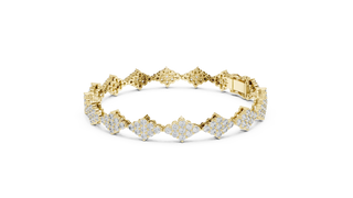 Top View: Round Diamond Bracelet with Pave Setting in 14k Yellow Gold - Lab Grown - Driona Jewels