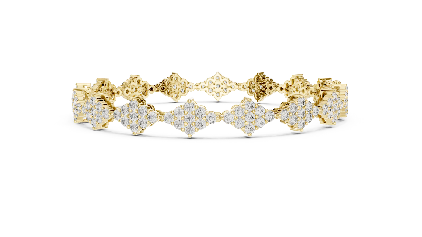 Top View: Round Diamond Bracelet with Pave Setting in 14k Yellow Gold - Lab Grown - Driona Jewels