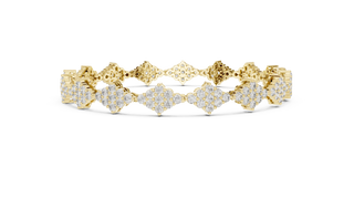 Top View: Round Diamond Bracelet with Pave Setting in 14k Yellow Gold - Lab Grown - Driona Jewels