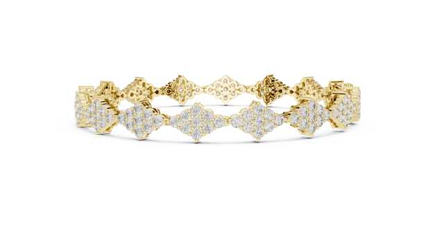 Top View: Round Diamond Bracelet with Pave Setting in 14k Yellow Gold - Lab Grown - Driona Jewels