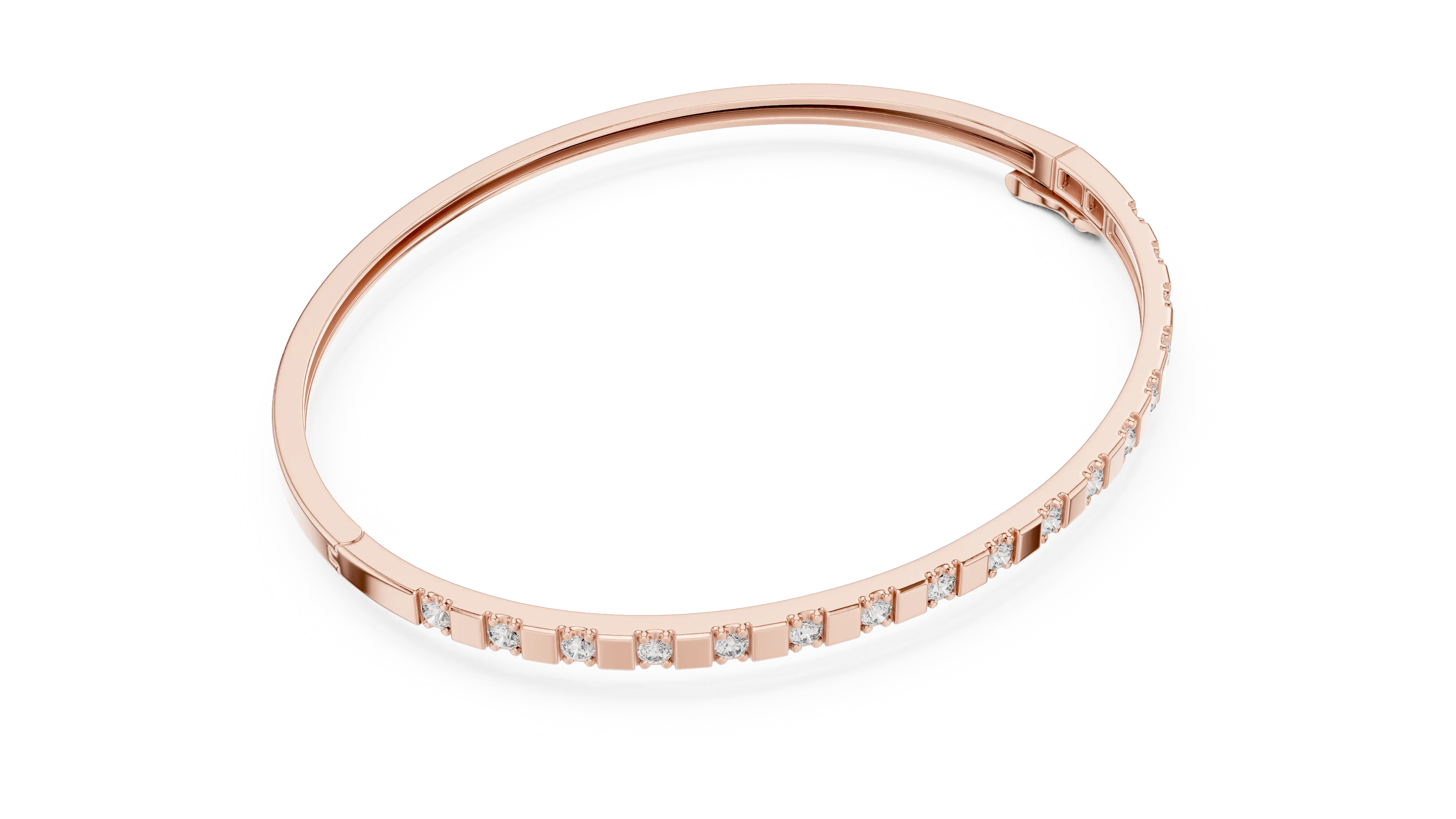 Flat-Lay: Round Diamond Bracelet with Prong Setting in 14k Rose Gold - Lab Grown - Driona Jewels