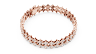 Flat-Lay: Round Diamond Bracelet with Prong Setting in 14k Rose Gold - Lab Grown - Driona Jewels