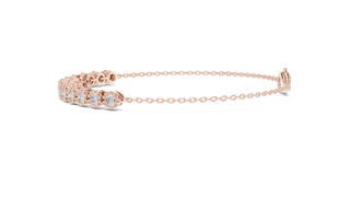Flat-Lay: Round Diamond Bracelet with Prong Setting in 14k Rose Gold - Lab Grown - Driona Jewels