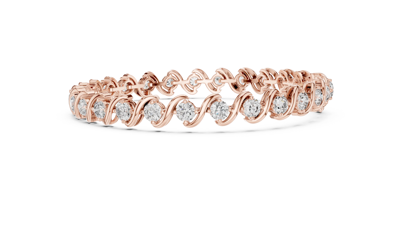 Front View: Round Diamond Bracelet with Prong Setting in 14k Rose Gold - Lab Grown - Driona Jewels