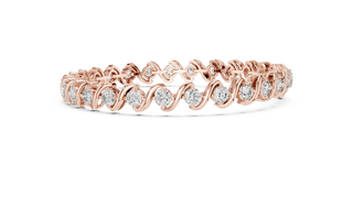 Front View: Round Diamond Bracelet with Prong Setting in 14k Rose Gold - Lab Grown - Driona Jewels