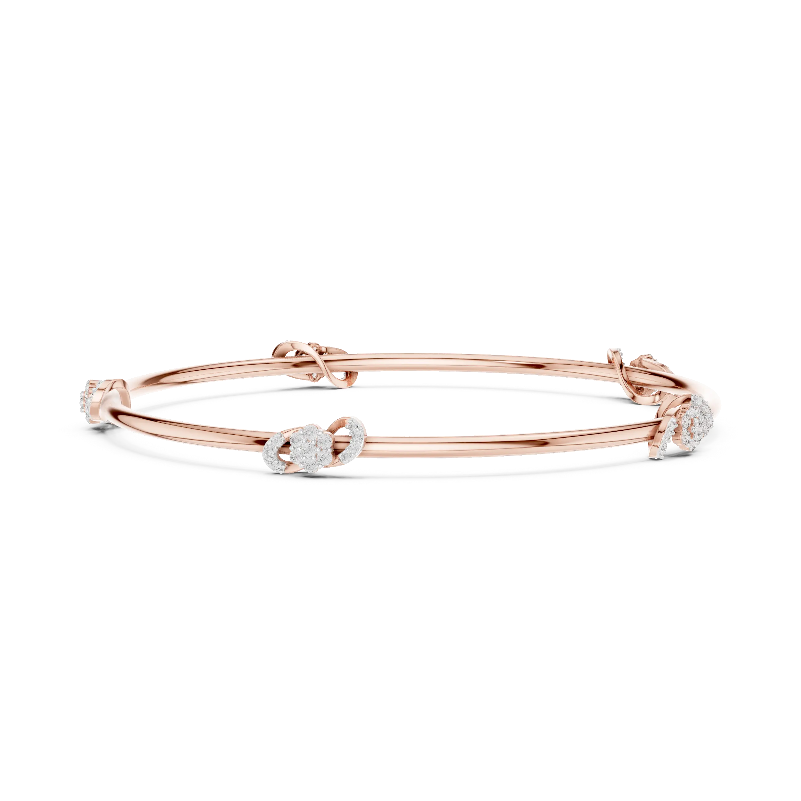 Front-View: Round Diamond Bracelet with Prong Setting in 14k Rose Gold - Lab Grown - Driona Jewels