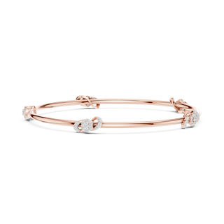 Front-View: Round Diamond Bracelet with Prong Setting in 14k Rose Gold - Lab Grown - Driona Jewels