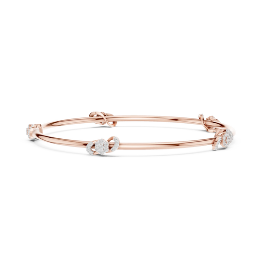 Front-View: Round Diamond Bracelet with Prong Setting in 14k Rose Gold - Lab Grown - Driona Jewels