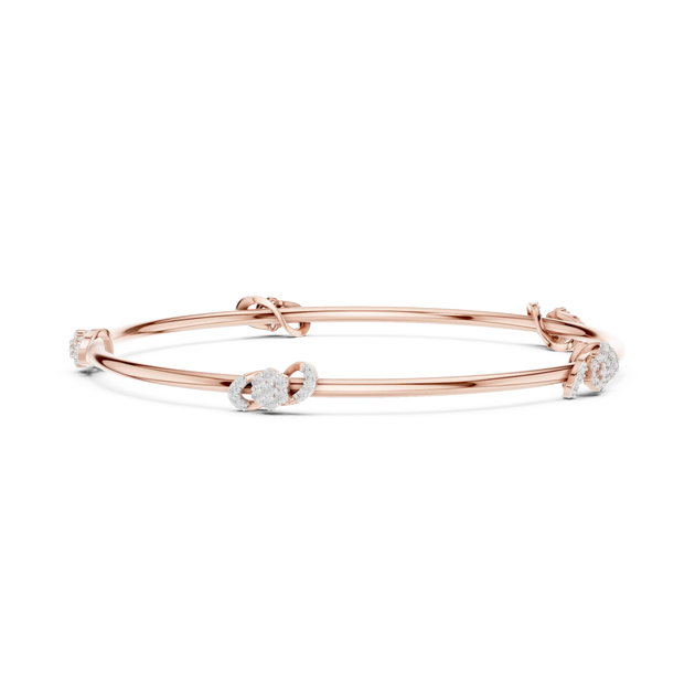 Front-View: Round Diamond Bracelet with Prong Setting in 14k Rose Gold - Lab Grown - Driona Jewels