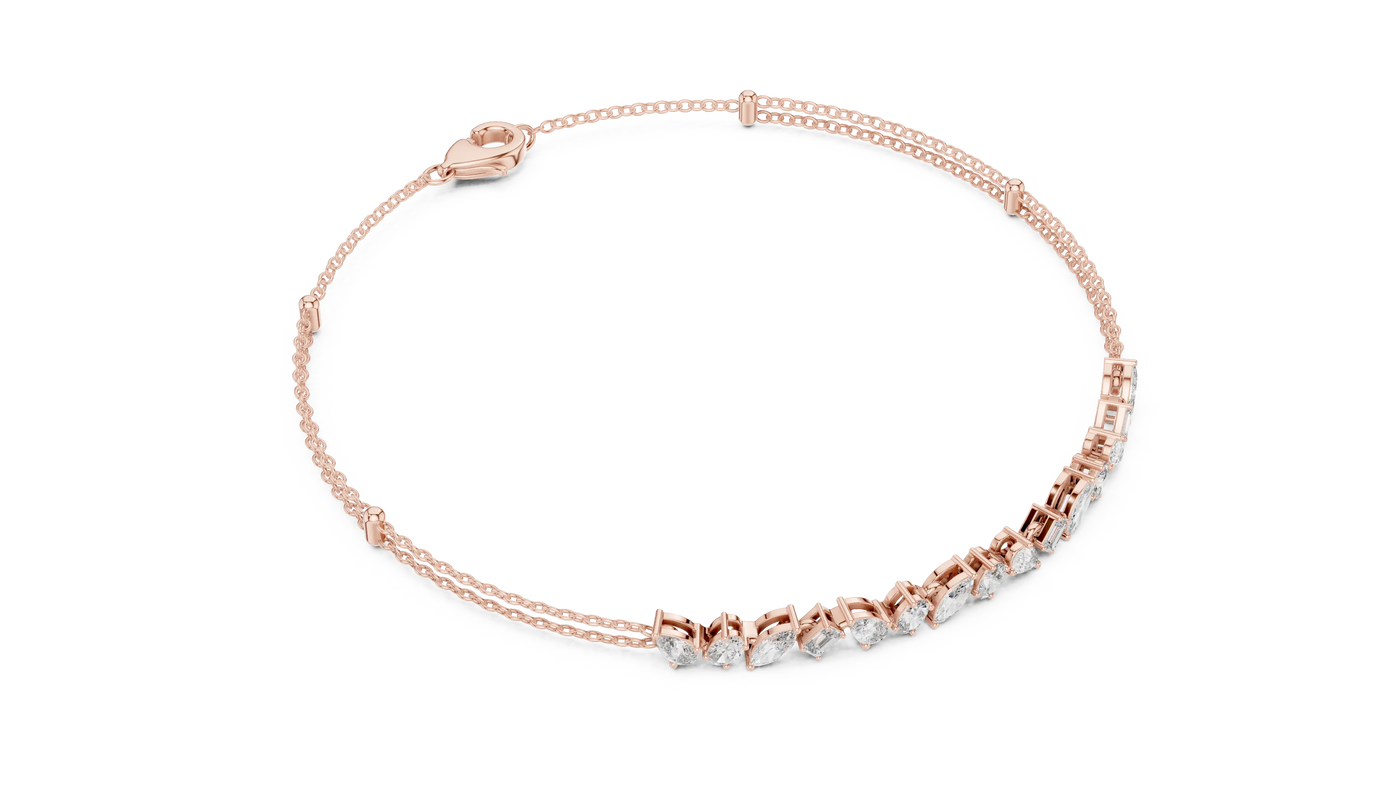Front View: Round Diamond Bracelet with Prong Setting in 14k Rose Gold - Lab Grown - Driona Jewels