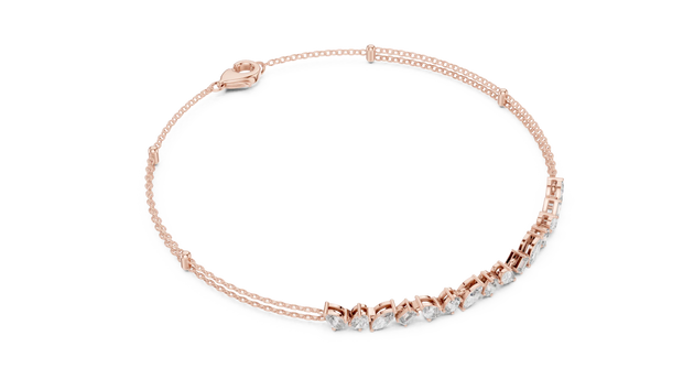 Front View: Round Diamond Bracelet with Prong Setting in 14k Rose Gold - Lab Grown - Driona Jewels