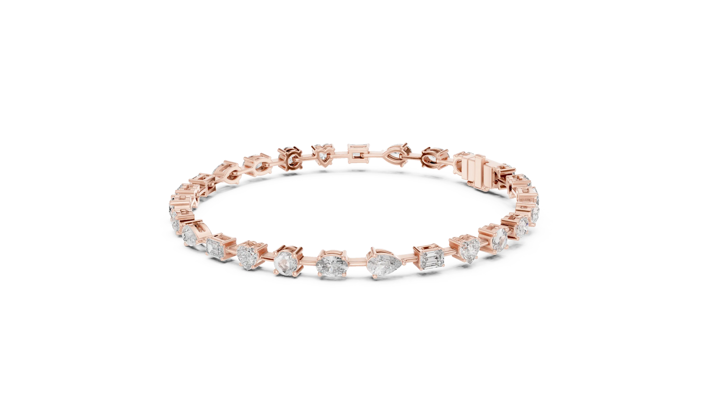 Front View: Round Diamond Bracelet with Prong Setting in 14k Rose Gold - Lab Grown - Driona Jewels