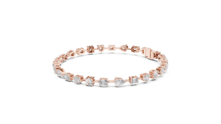 Front View: Round Diamond Bracelet with Prong Setting in 14k Rose Gold - Lab Grown - Driona Jewels