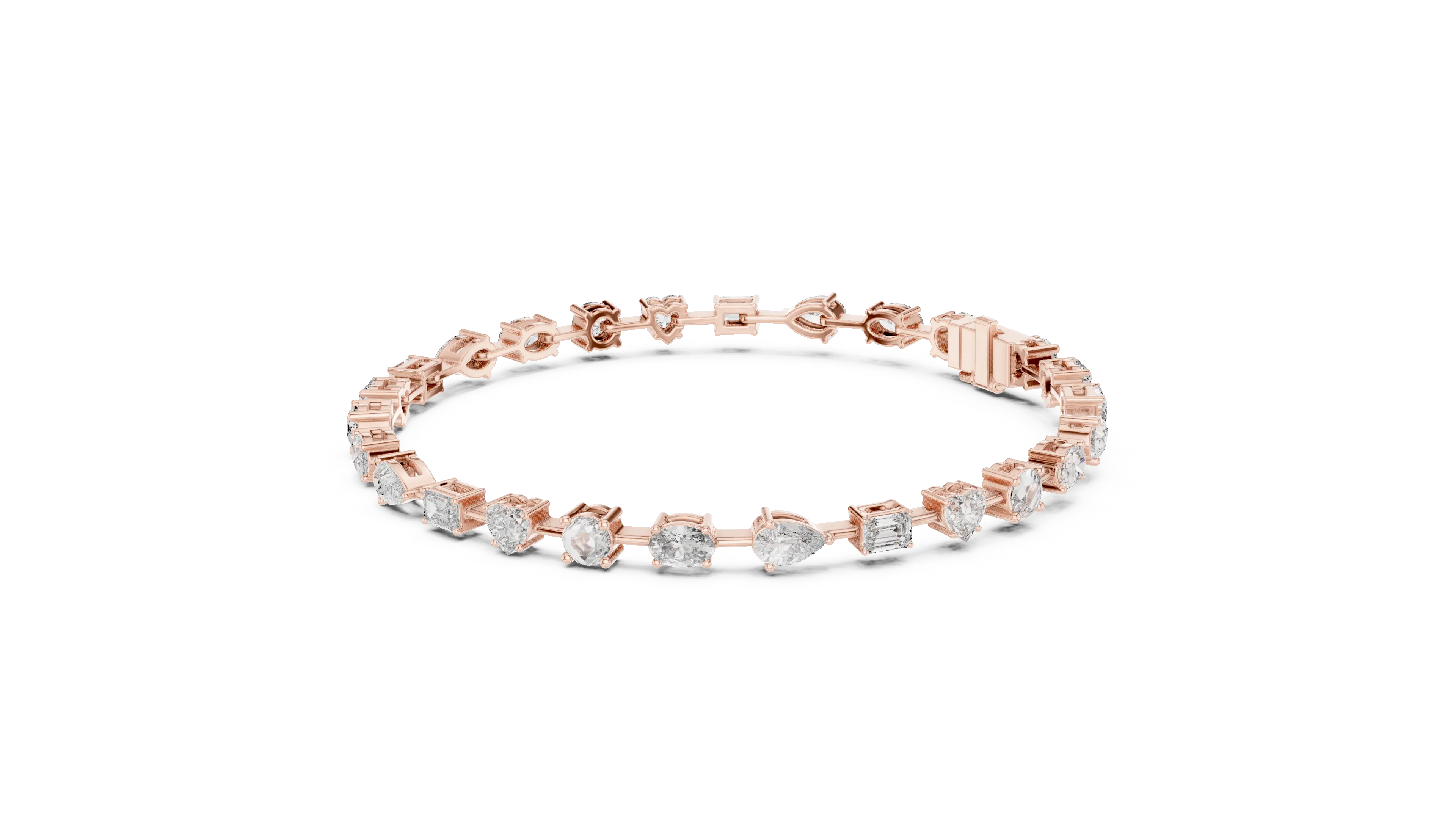 Front View: Round Diamond Bracelet with Prong Setting in 14k Rose Gold - Lab Grown - Driona Jewels