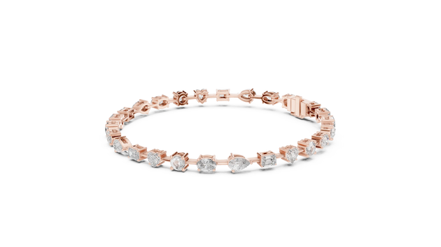 Front View: Round Diamond Bracelet with Prong Setting in 14k Rose Gold - Lab Grown - Driona Jewels