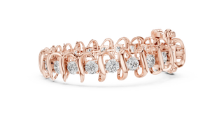 Side-Profile: Round Diamond Bracelet with Prong Setting in 14k Rose Gold - Lab Grown - Driona Jewels