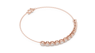 Three-quarter-view: Round Diamond Bracelet with Prong Setting in 14k Rose Gold - Lab Grown - Driona Jewels
