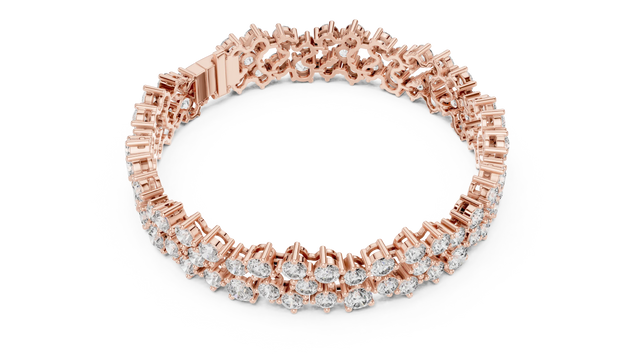 Top View: Round Diamond Bracelet with Prong Setting in 14k Rose Gold - Lab Grown - Driona Jewels