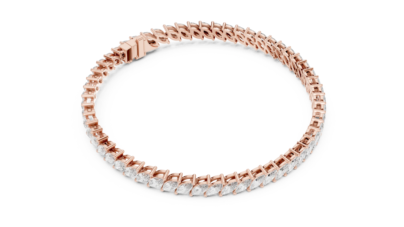 Top View: Round Diamond Bracelet with Prong Setting in 14k Rose Gold - Lab Grown - Driona Jewels