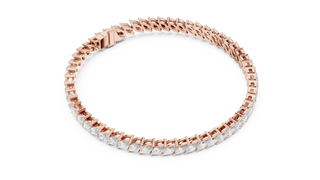 Top View: Round Diamond Bracelet with Prong Setting in 14k Rose Gold - Lab Grown - Driona Jewels
