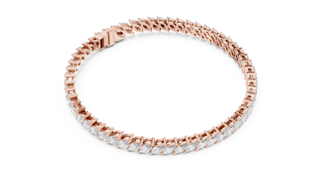 Top View: Round Diamond Bracelet with Prong Setting in 14k Rose Gold - Lab Grown - Driona Jewels