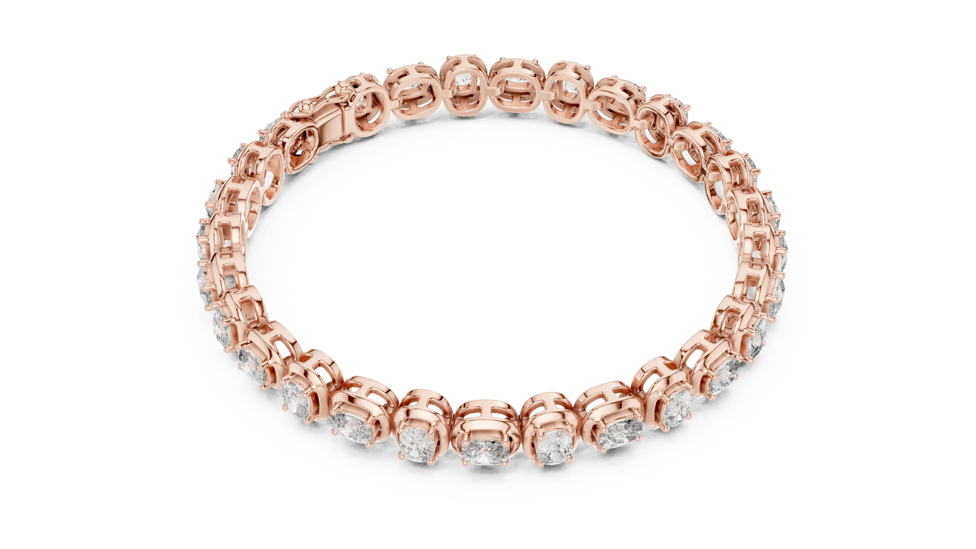Top View: Round Diamond Bracelet with Prong Setting in 14k Rose Gold - Lab Grown - Driona Jewels