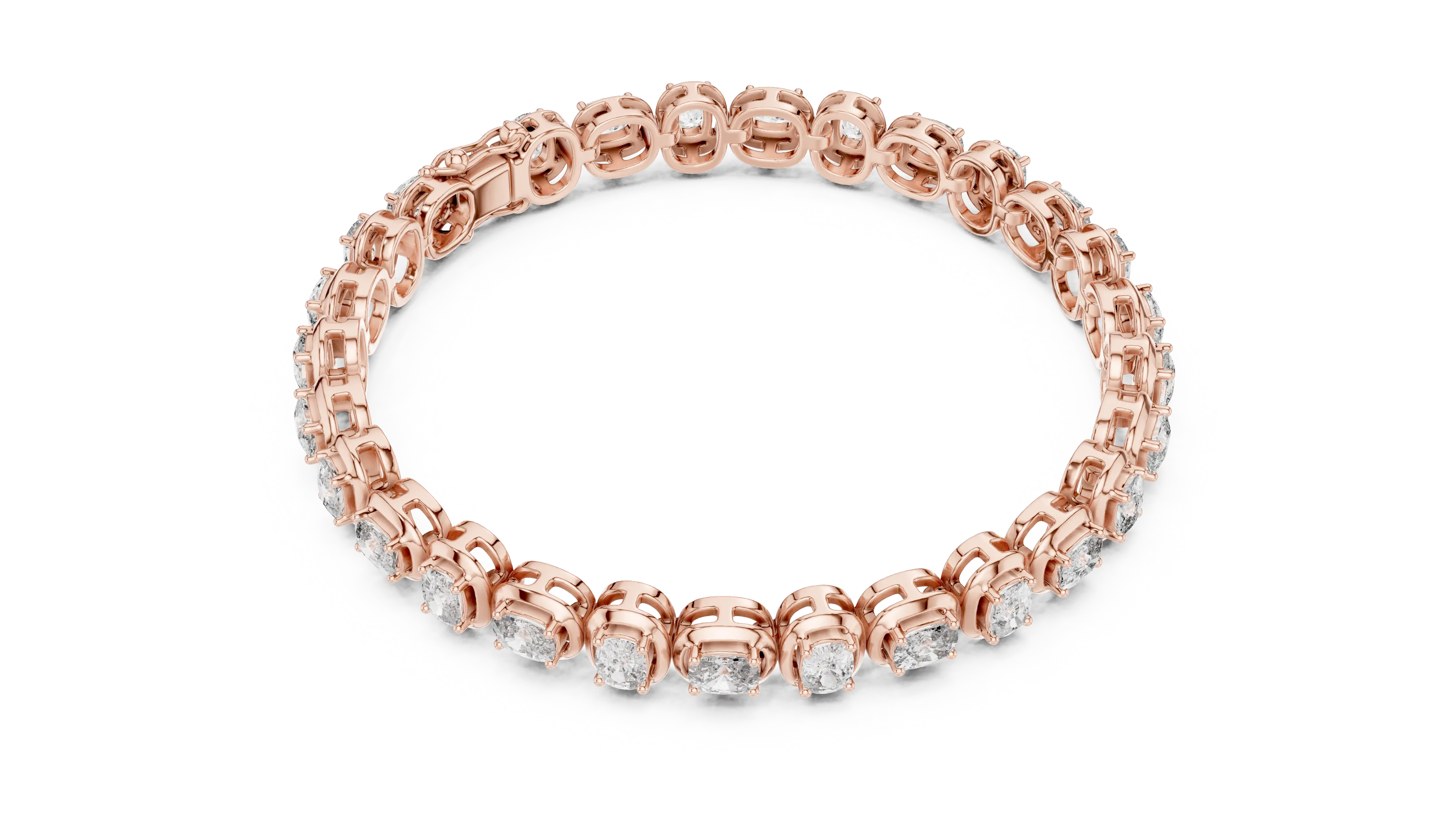 Top View: Round Diamond Bracelet with Prong Setting in 14k Rose Gold - Lab Grown - Driona Jewels