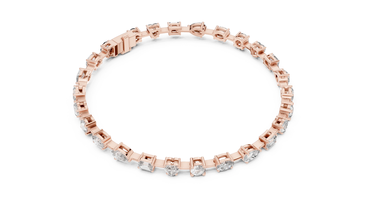 Top View: Round Diamond Bracelet with Prong Setting in 14k Rose Gold - Lab Grown - Driona Jewels