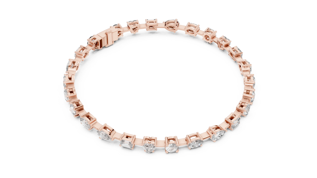 Top View: Round Diamond Bracelet with Prong Setting in 14k Rose Gold - Lab Grown - Driona Jewels
