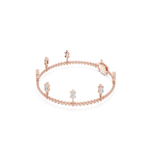Top View: Round Diamond Bracelet with Prong Setting in 14k Rose Gold - Lab Grown - Driona Jewels