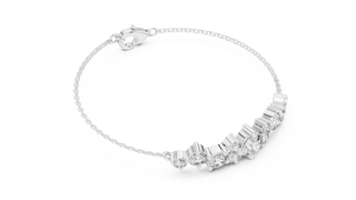 Flat Lay: Round Diamond Bracelet with Prong Setting in 14k White Gold - Lab Grown - Driona Jewels