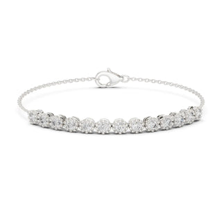 Front View: Round Diamond Bracelet with Prong Setting in 14k White Gold - Lab Grown - Driona Jewels