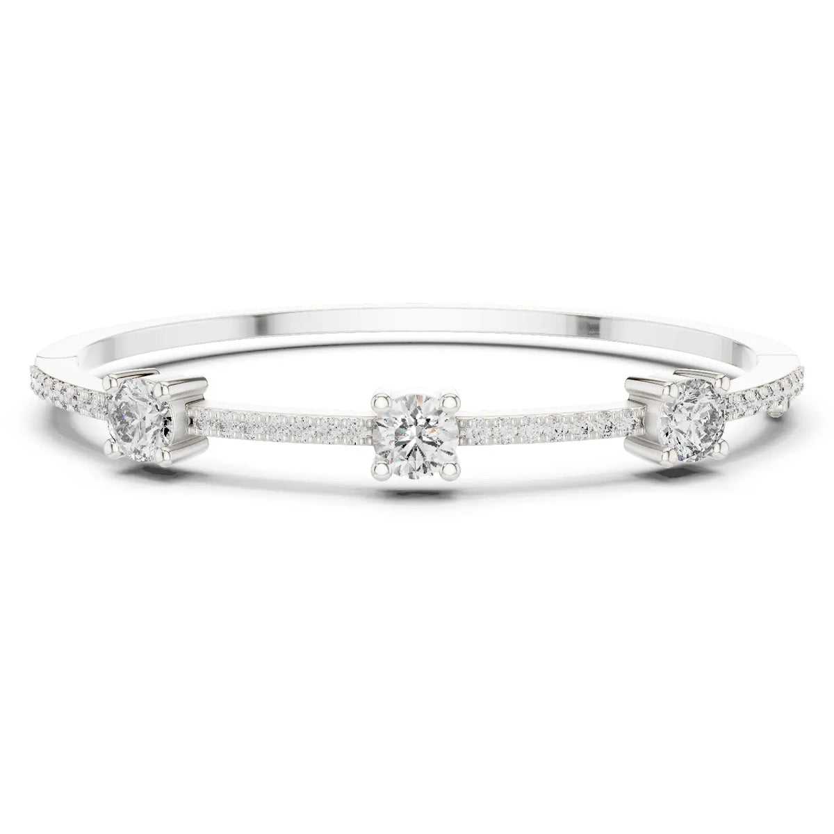 Front View: Round Diamond Bracelet with Prong Setting in 14k White Gold - Lab Grown - Driona Jewels