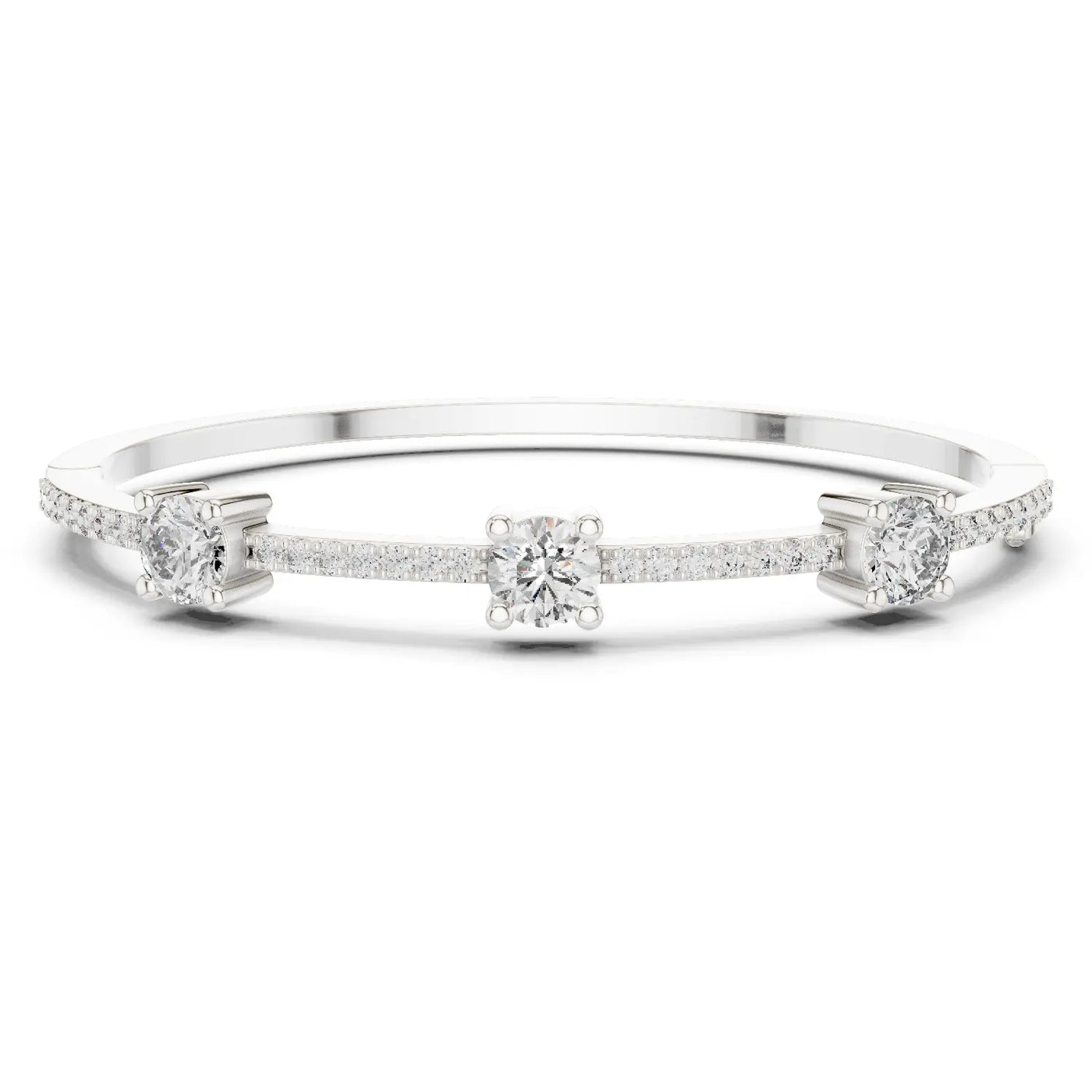 Front View: Round Diamond Bracelet with Prong Setting in 14k White Gold - Lab Grown - Driona Jewels