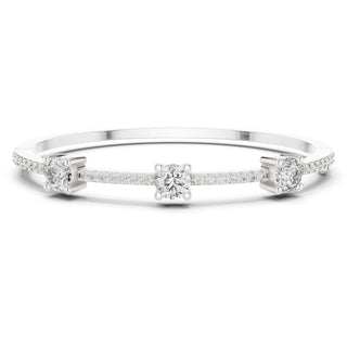 Front View: Round Diamond Bracelet with Prong Setting in 14k White Gold - Lab Grown - Driona Jewels