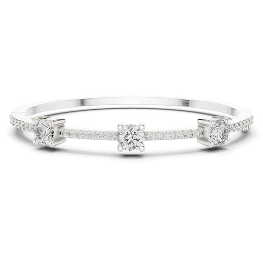 Front View: Round Diamond Bracelet with Prong Setting in 14k White Gold - Lab Grown - Driona Jewels