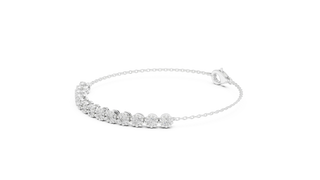 Three-quarter View: Round Diamond Bracelet with Prong Setting in 14k White Gold - Lab Grown - Driona Jewels