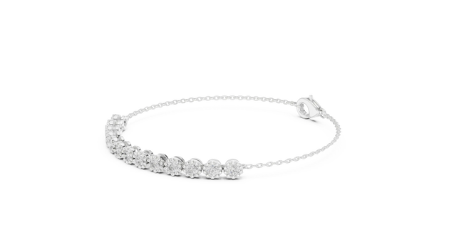 Three-quarter View: Round Diamond Bracelet with Prong Setting in 14k White Gold - Lab Grown - Driona Jewels
