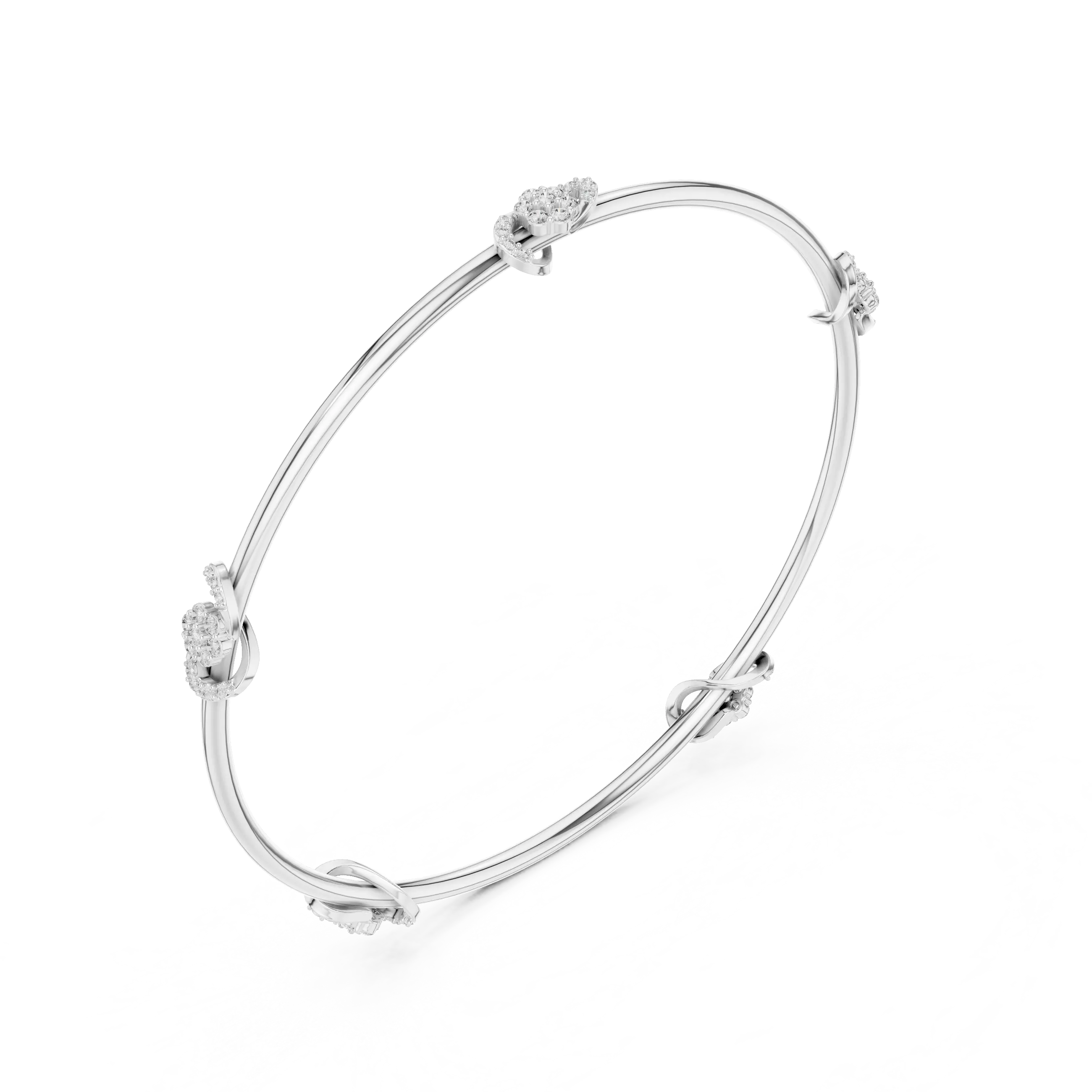 Three-quarter-view: Round Diamond Bracelet with Prong Setting in 14k White Gold - Lab Grown - Driona Jewels