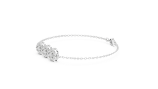 Three-quarter-view: Round Diamond Bracelet with Prong Setting in 14k White Gold - Lab Grown - Driona Jewels