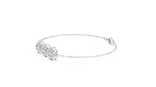 Three-quarter-view: Round Diamond Bracelet with Prong Setting in 14k White Gold - Lab Grown - Driona Jewels