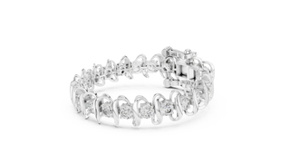 Three-quarter-view: Round Diamond Bracelet with Prong Setting in 14k White Gold - Lab Grown - Driona Jewels